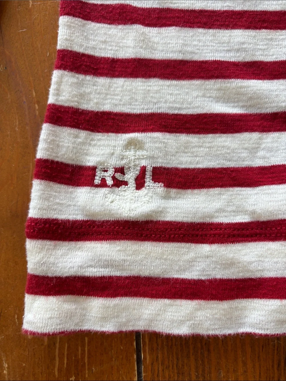 Vintage LRL Ralph Lauren Nautical Red & White Striped Tee Women’s Size PS